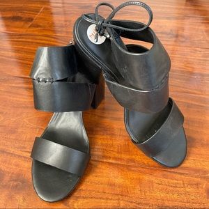 Rebecca Minkoff  leather block heel black sandals